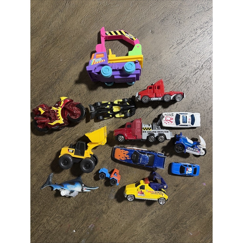 Vtg Lot Iof 13 Toy Cars Trucks Motorcycles McDonald's Wendy's BK & More